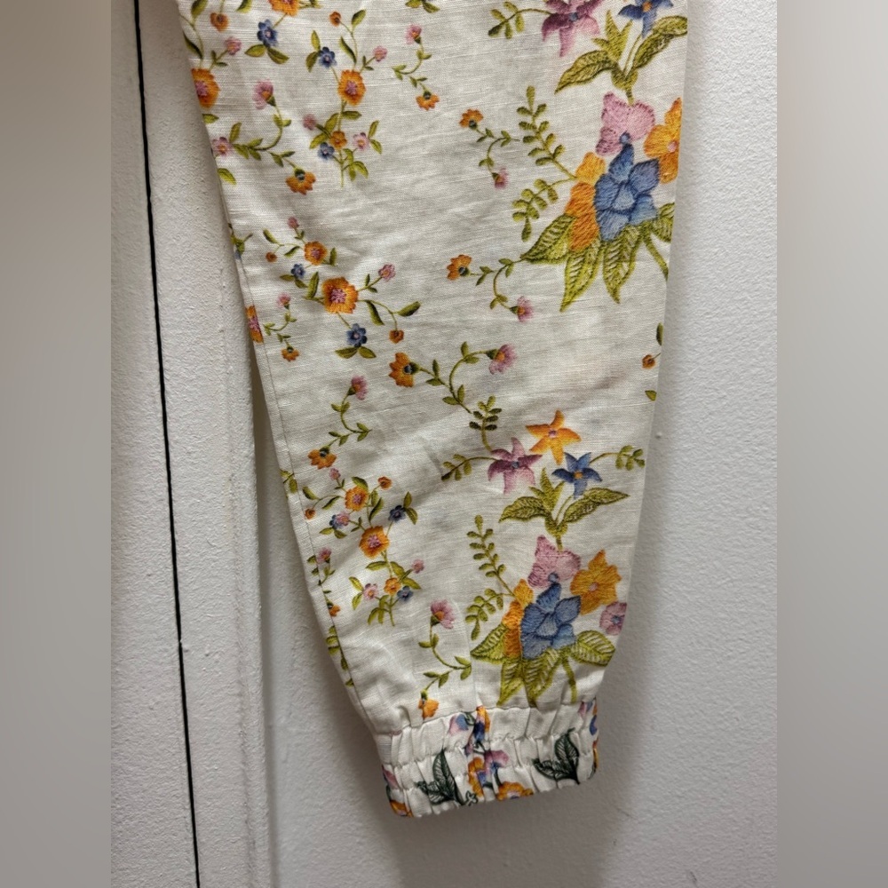 HEMANT & NANDITA White Pants with Floral Embroidery NWOT Medium - Picture 6 of 6